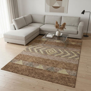 HomeRoots 8' X 10' Southwestern Washable Area Rug - Rust, Wheat & Taupe, UV Protected, Stain Resistant Design 676426