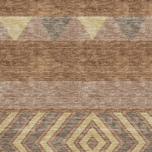 HomeRoots 8' X 10' Southwestern Washable Area Rug - Rust, Wheat & Taupe, UV Protected, Stain Resistant Design 676426