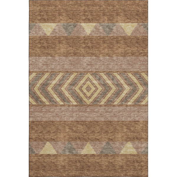 HomeRoots 10' X 14' Southwestern Area Rug in Rust, Wheat & Taupe - Machine Washable with UV Protection! 676428
