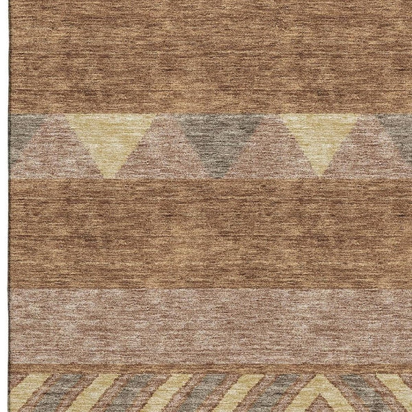 HomeRoots 10' X 14' Southwestern Area Rug in Rust, Wheat & Taupe - Machine Washable with UV Protection! 676428