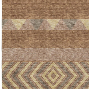 HomeRoots 10' X 14' Southwestern Area Rug in Rust, Wheat & Taupe - Machine Washable with UV Protection! 676428