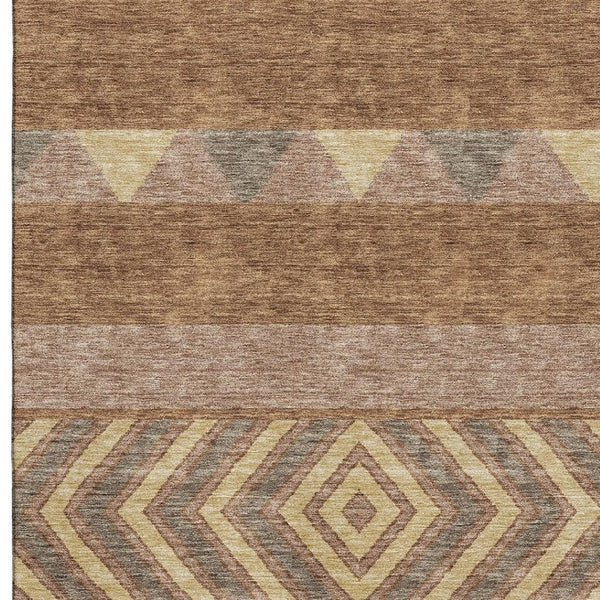 HomeRoots 10' X 14' Southwestern Area Rug in Rust, Wheat & Taupe - Machine Washable with UV Protection! 676428