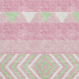 HomeRoots 5' X 8' Southwestern Area Rug in Pink, Mint Green & Ivory - Washable, UV Protected, Durable Design! 676430