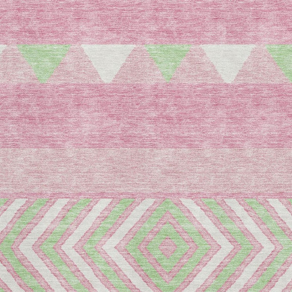 HomeRoots 5' X 8' Southwestern Area Rug in Pink, Mint Green & Ivory - Washable, UV Protected, Durable Design! 676430