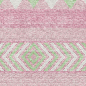 HomeRoots 8' X 10' Southwestern Washable Area Rug in Pink, Mint Green & Ivory - UV Protected, Stain-Resistant Design 676432
