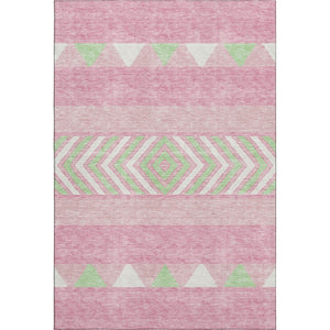HomeRoots 9' X 12' Southwestern Area Rug in Pink, Mint Green & Ivory - Washable, UV Protected & Durable Design 676433