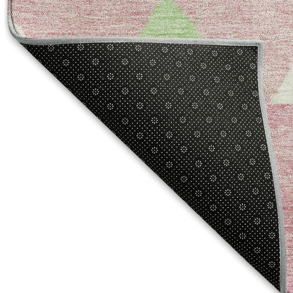 HomeRoots 9' X 12' Southwestern Area Rug in Pink, Mint Green & Ivory - Washable, UV Protected & Durable Design 676433