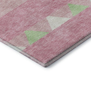 HomeRoots 9' X 12' Southwestern Area Rug in Pink, Mint Green & Ivory - Washable, UV Protected & Durable Design 676433