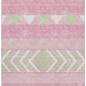 HomeRoots 9' X 12' Southwestern Area Rug in Pink, Mint Green & Ivory - Washable, UV Protected & Durable Design 676433