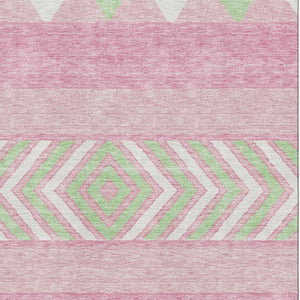 HomeRoots 10' X 14' Southwestern Washable Area Rug in Pink, Mint Green & Ivory with UV Protection & Durability 676434