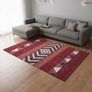 HomeRoots 9' X 12' Bold Southwestern Washable Area Rug - Durable, UV-Protected, Stain-Resistant Design for Homes 676439