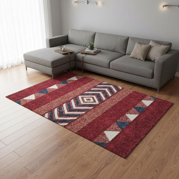 HomeRoots 9' X 12' Bold Southwestern Washable Area Rug - Durable, UV-Protected, Stain-Resistant Design for Homes 676439
