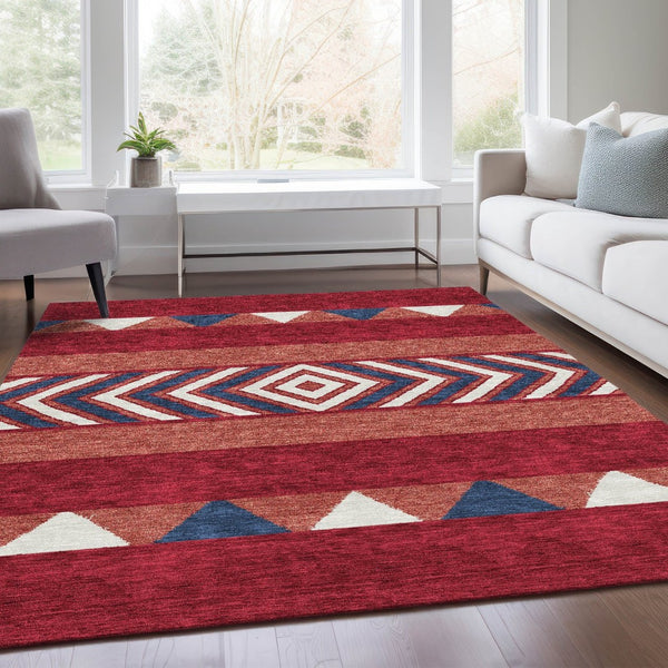 HomeRoots 9' X 12' Bold Southwestern Washable Area Rug - Durable, UV-Protected, Stain-Resistant Design for Homes 676439