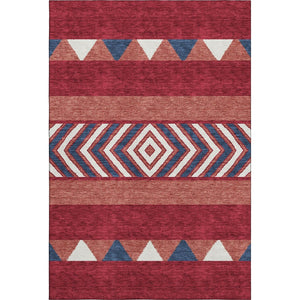HomeRoots 10' Southwestern Washable Area Rug in Red, White & Navy - UV Protected, Durable & Easy-Care Design 676440