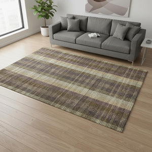 HomeRoots 5' X 8' Washable Area Rug in Brown, Ivory & Plum Plaid – Durable, UV-Protected, Stain Resistant Decor 676448