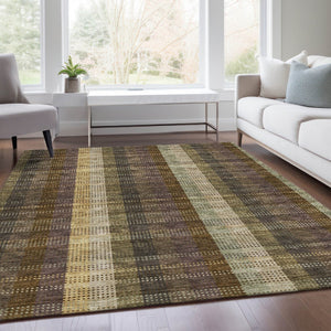 HomeRoots 5' X 8' Washable Area Rug in Brown, Ivory & Plum Plaid – Durable, UV-Protected, Stain Resistant Decor 676448