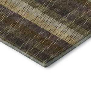 HomeRoots 8' Washable Brown Ivory Plum Plaid Round Rug with UV Protection – Durable, Stylish & Family-Friendly! 676449