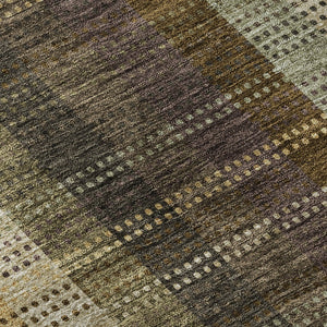 HomeRoots 8' Washable Brown Ivory Plum Plaid Round Rug with UV Protection – Durable, Stylish & Family-Friendly! 676449