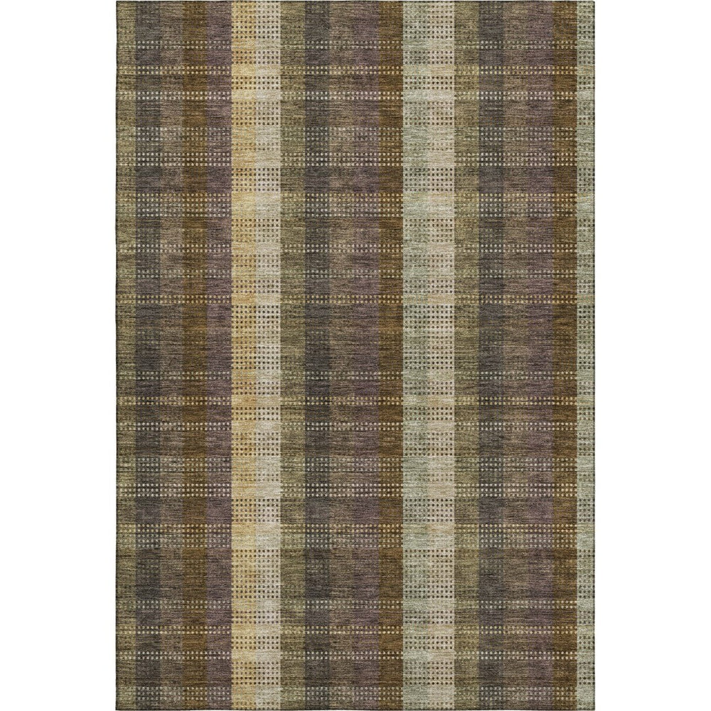 HomeRoots 8' X 10' Brown Ivory And Plum Plaid Washable Area Rug - Durable, Stain-Resistant & UV Protected 676450