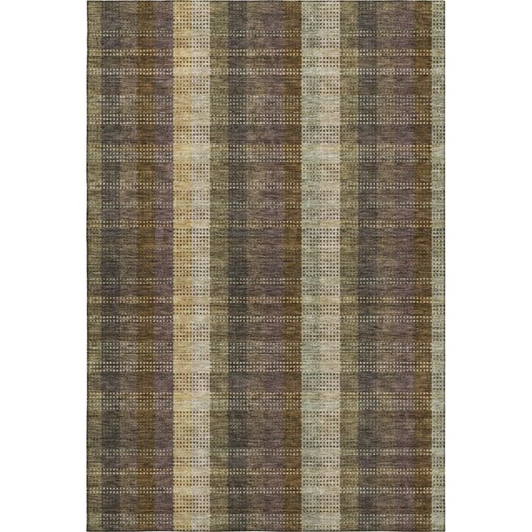 HomeRoots 8' X 10' Brown Ivory And Plum Plaid Washable Area Rug - Durable, Stain-Resistant & UV Protected 676450