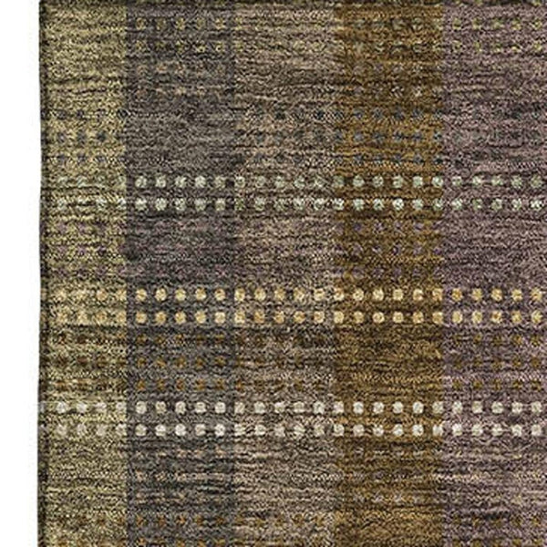 HomeRoots 8' X 10' Brown Ivory And Plum Plaid Washable Area Rug - Durable, Stain-Resistant & UV Protected 676450