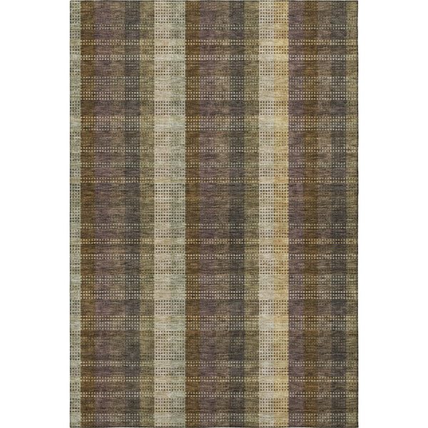 HomeRoots 10' X 14' Washable Plaid Area Rug in Brown, Ivory & Plum - Durable, UV-Protected for Family Spaces 676452