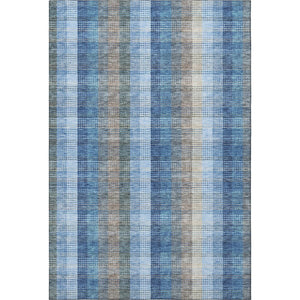 HomeRoots 5' X 8' Denim Blue Gray Beige Plaid Washable Area Rug - Durable, Stain-Resistant, UV Protected Design 676454