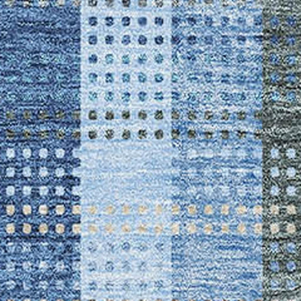 HomeRoots 9' X 12' Plaid Area Rug in Denim Blue, Gray & Beige – Durable, Washable, UV Protected for Active Homes 676457