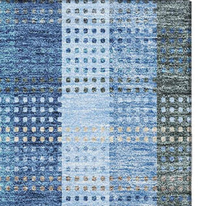 HomeRoots 10' Denim Blue Gray Beige Plaid Washable Area Rug - Durable, Stain-Resistant, UV Protected Style! 676458