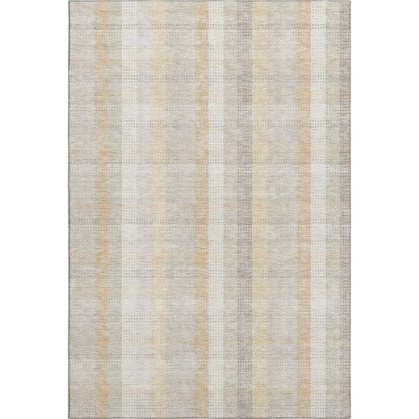 HomeRoots 5' X 8' Ivory Beige Gray Plaid Area Rug - Washable, UV Protected, Durable for Homes with Kids & Pets 676460
