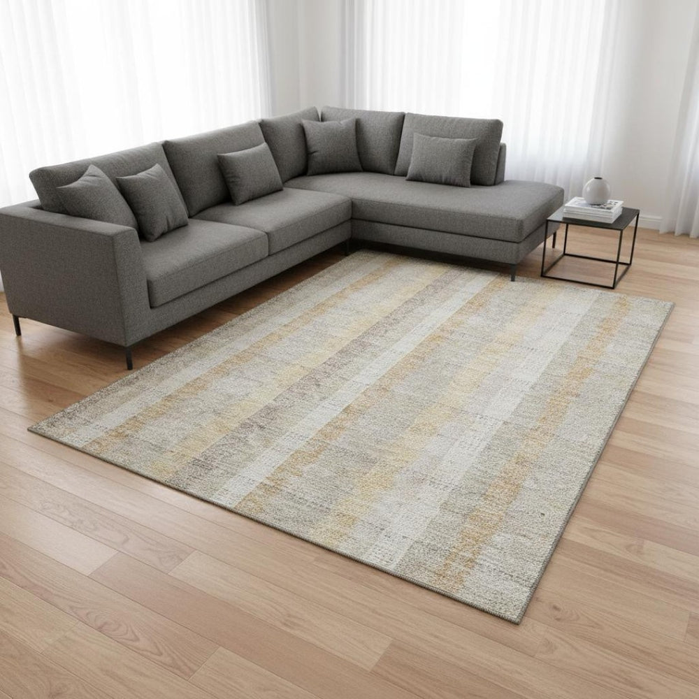 HomeRoots 8' X 10' Ivory Beige & Gray Plaid Washable Area Rug - Durable, Stylish, UV-Protected for Homes 676462