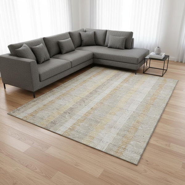 HomeRoots 8' X 10' Ivory Beige & Gray Plaid Washable Area Rug - Durable, Stylish, UV-Protected for Homes 676462