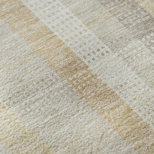 HomeRoots 9' X 12' Ivory Beige & Gray Plaid Area Rug - Washable, UV Protected, Stain Resistant for High Traffic Spaces 676463