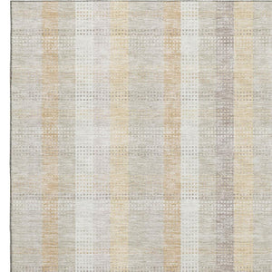 HomeRoots 9' X 12' Ivory Beige & Gray Plaid Area Rug - Washable, UV Protected, Stain Resistant for High Traffic Spaces 676463