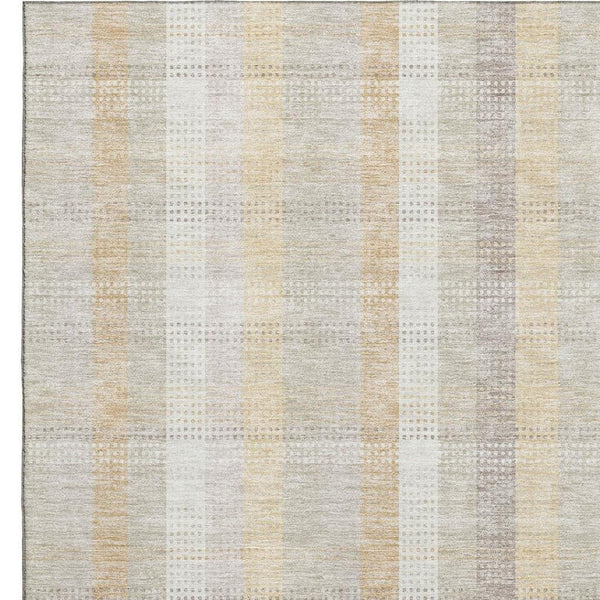 HomeRoots 9' X 12' Ivory Beige & Gray Plaid Area Rug - Washable, UV Protected, Stain Resistant for High Traffic Spaces 676463