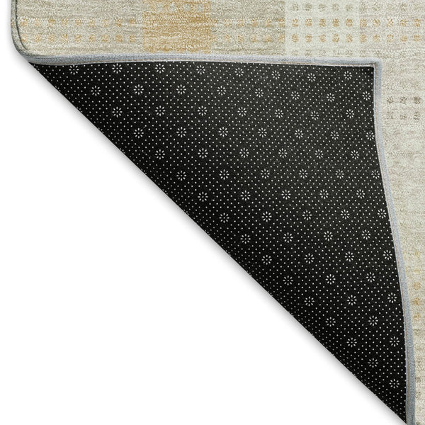 HomeRoots 10' X 14' Ivory Beige Gray Plaid Washable Area Rug - Durable, Stain-Resistant with UV Protection! 676464