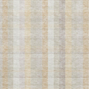 HomeRoots 10' X 14' Ivory Beige Gray Plaid Washable Area Rug - Durable, Stain-Resistant with UV Protection! 676464