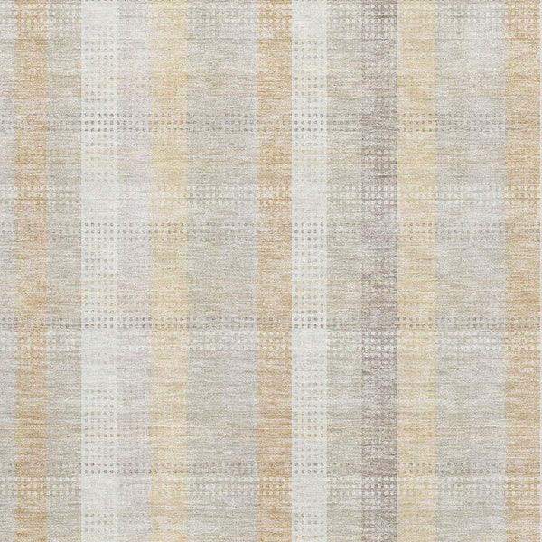 HomeRoots 10' X 14' Ivory Beige Gray Plaid Washable Area Rug - Durable, Stain-Resistant with UV Protection! 676464