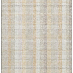 HomeRoots 10' X 14' Ivory Beige Gray Plaid Washable Area Rug - Durable, Stain-Resistant with UV Protection! 676464