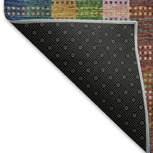 HomeRoots 9' X 12' Navy Blue, Green & Gold Plaid Washable Area Rug - Durable, Stylish, UV Protected Design! 676469