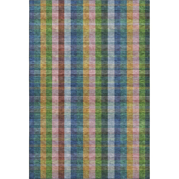 HomeRoots 10' X 14' Navy Blue Plaid Area Rug - Washable, UV-Protected, Stain-Resistant, Stylish & Durable! 676470