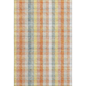 HomeRoots 8' X 10' Peach Ivory & Yellow Plaid Washable Area Rug - UV Protected, Pet-Friendly, Stain Resistant 676474