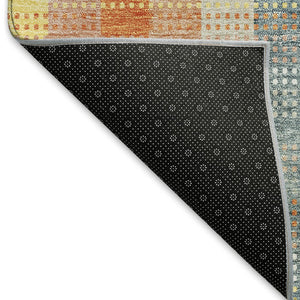 HomeRoots 8' X 10' Peach Ivory & Yellow Plaid Washable Area Rug - UV Protected, Pet-Friendly, Stain Resistant 676474