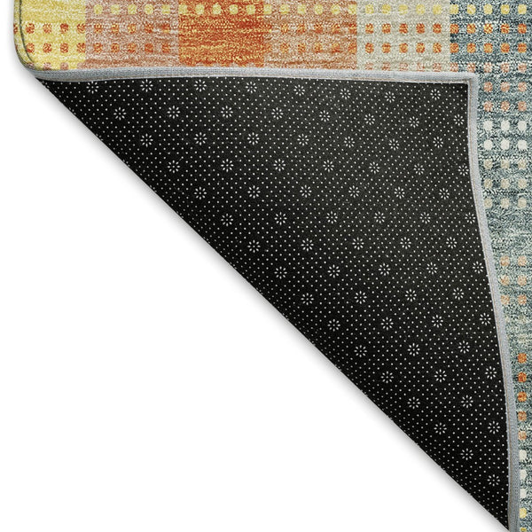HomeRoots 8' X 10' Peach Ivory & Yellow Plaid Washable Area Rug - UV Protected, Pet-Friendly, Stain Resistant 676474