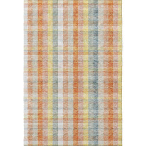HomeRoots 8' X 10' Peach Ivory & Yellow Plaid Washable Area Rug - UV Protected, Pet-Friendly, Stain Resistant 676474