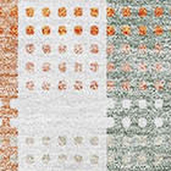 HomeRoots 9' X 12' Peach Ivory Yellow Plaid Washable Area Rug - Durable, Stain Resistant, UV Protected Comfort! 676475