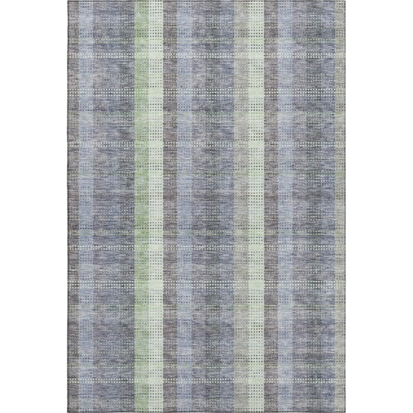 HomeRoots 8' X 10' Stylish Pewter Gray & Green Plaid Washable Area Rug - Durable, UV Resistant, Easy Care! 676480