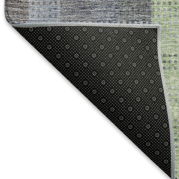 HomeRoots 8' X 10' Stylish Pewter Gray & Green Plaid Washable Area Rug - Durable, UV Resistant, Easy Care! 676480