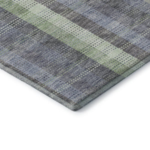 HomeRoots 8' X 10' Stylish Pewter Gray & Green Plaid Washable Area Rug - Durable, UV Resistant, Easy Care! 676480