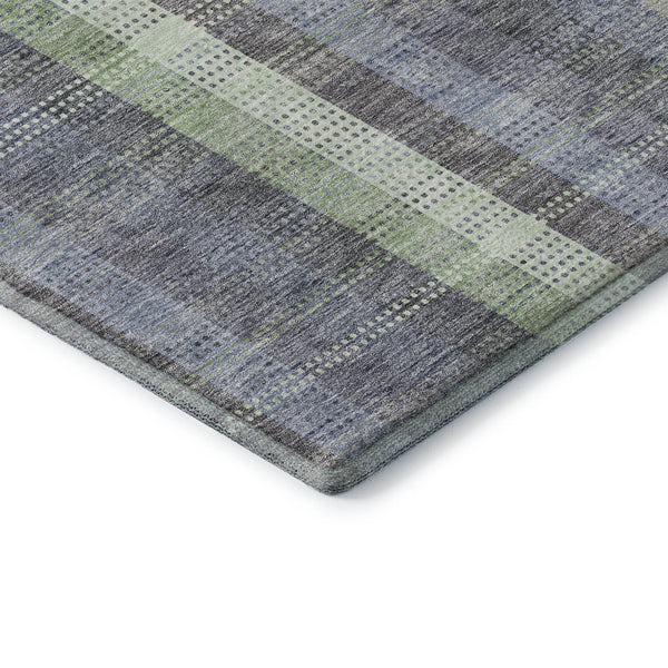 HomeRoots 8' X 10' Stylish Pewter Gray & Green Plaid Washable Area Rug - Durable, UV Resistant, Easy Care! 676480